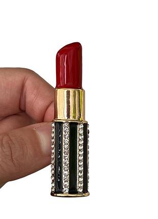 Уцінка! (деталі в описі) брошка помада в тюбику зі стразами bbrbf114020