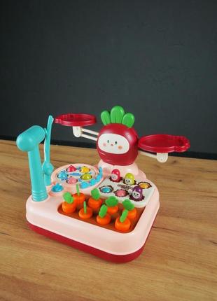 Функціональний ігровий набір. стукалка, магнітна рибалка, розвиваюча іграшка