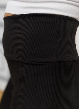 Лосины женские в рубчик, цвет черный, 205r6066 фото
