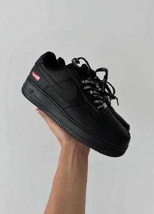 Мужские кожаные кроссовки nike air force black supreme