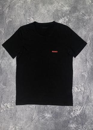 Черная стильная футболка хуго босс hugo boss, размер sm, оригинал
