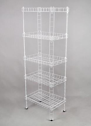 Етажерка стелаж металевий білого кольору на 5 полиць