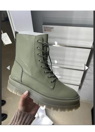Ботінки хакі , черевики stradivarius,zara, mango , ботинки женский еко шкіра 37р