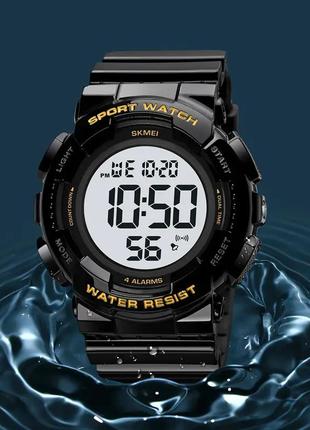 Чоловічий спортивний годинник skmei 2081 чорний із золотом/білий8 фото