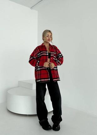 Теплая женская рубашка в клетку4 фото