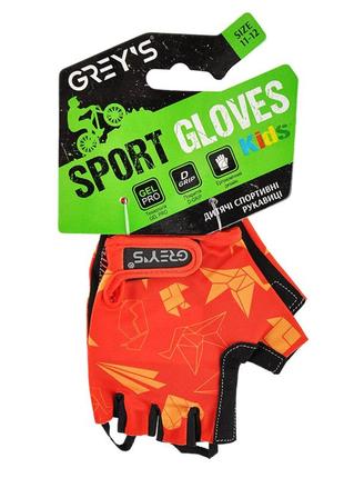 Велоперчатки детские grey's с короткими пальцами и гелевыми вставками, красно-черные (размер 11-12) gr18 ve-33
