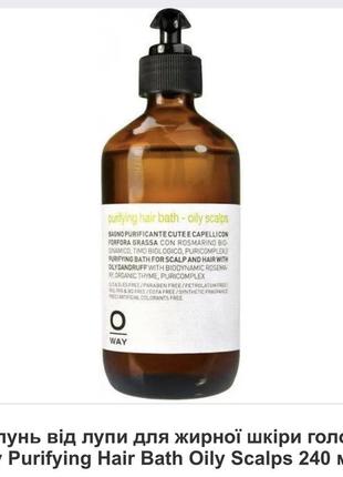 Шампунь від лупи для жирної шкіри голови oway purifying hair bath oily scalps 240 мл