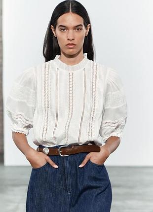 Блуза женская бежевая хлопковая zara new