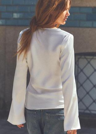 Сорочка біла із завʼязками zara new4 фото