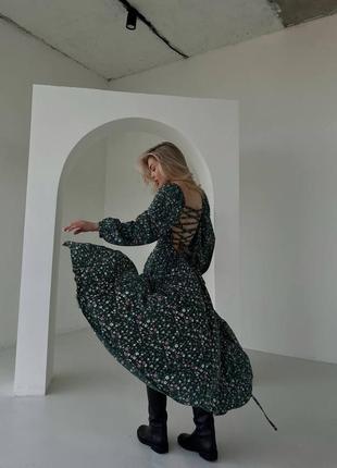 Роскошное женское легкое длинное платье с разрезом в цветочный принт7 фото