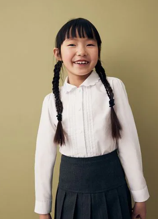 Стильная рубашка блуза блузка с длинным рукавчиком для девочки белая next некст