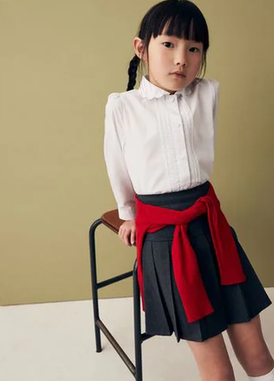 Стильная рубашка блуза блузка с длинным рукавчиком для девочки белая next некст