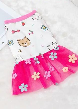 Платье для собак и кошек мини пород bear-pink size s