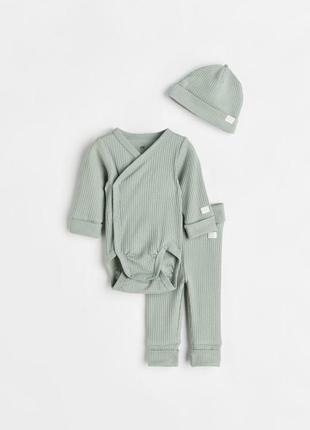 Набор hm комплект костюм боди штанишки шапуля h&m