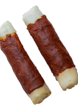 Великі палички із сиром'ятної шкіри з качиним м'ясом для собак 500г