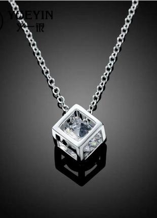 Цепочка и кулон кубик серебро silver ♥️
