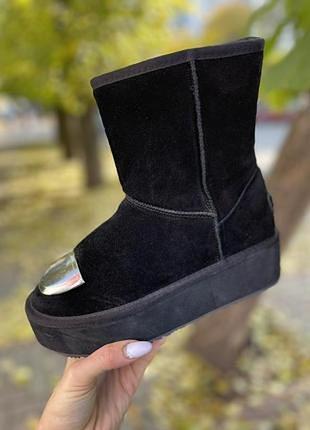Угги натуральный замш\ угги на платформе натуралки5 фото