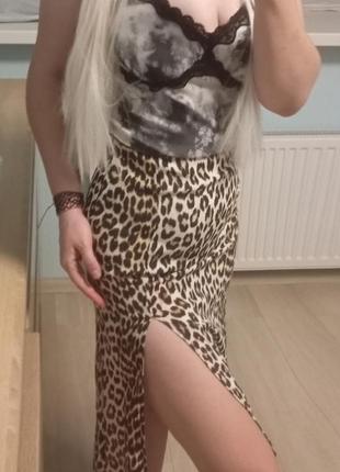 Юбка леопард