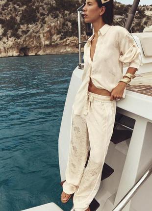 Костюм жіночий брючний бежевий з сорочкою zara new