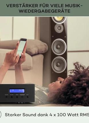 Стереопідсилювач auna amp-cd608bt dab hi-fi підсилювач hifi 400вт макс aux bluetooth з німеччини5 фото