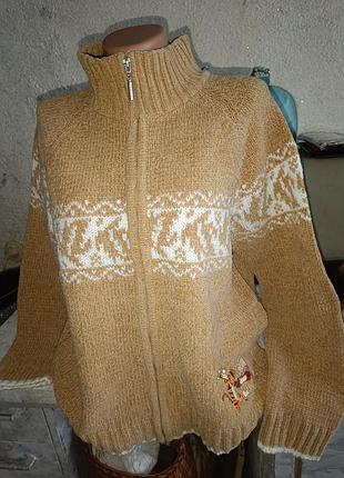 Кофта кардиган куртка на замке велюрая пряжа disney винтаж