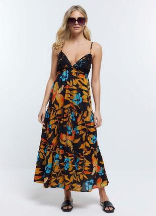 Бавовняна ярусна сукня сарафан river island