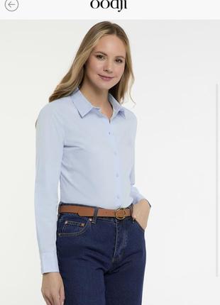 Базова бавовняна небесно-блакитна сорочка oodji