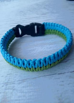 Браслет из шнура украина салатово-голубой на фастексе ширина 13 мм
