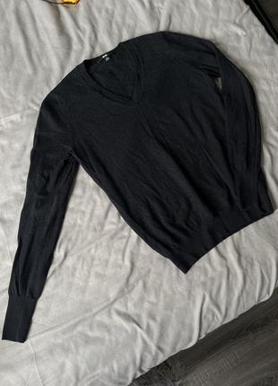 100 % вовна джемпер светр uniqlo з v подібним вирізом тонкий