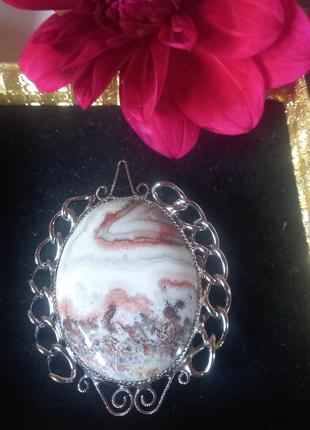 Восхитительная, винтажная брошь- кулон с агатом. англия.