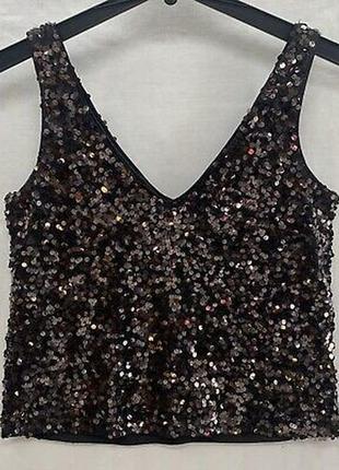 Топ в паєтках шоколадного кольору