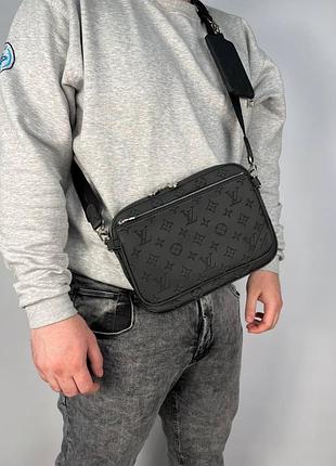 Чоловіча якісна та стильна брендова сумка месенджер з еко шкіри