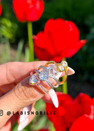 Серебряная кольца «блестящее сердце»