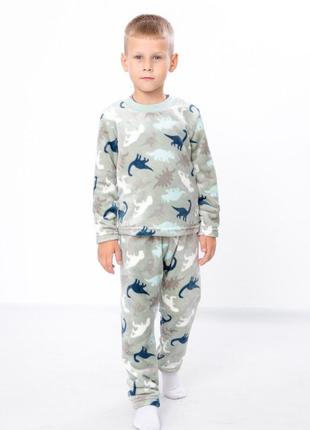 Махровая пижама теплая с динозаврами, махровая пижама с динозаврами, махровая пижама с динозаврами