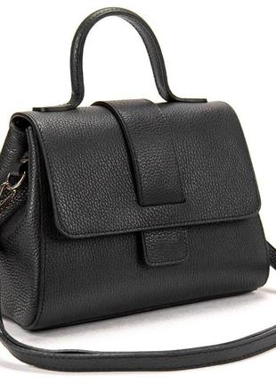 Женская кожаная сумка сумочка стильная италия черная 9844a