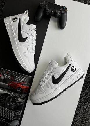 💎чоловічі кросівки nike nike air force 1 yin yang fleece termo white black / демісезонні / весняні, літні, осінні / текстиль, шкіра, замша /