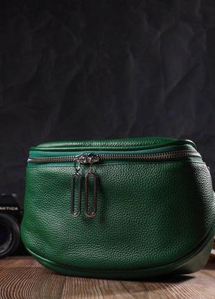 Зеленая сумочка через плечо кожаная стильная кроссбоди 7221246 фото