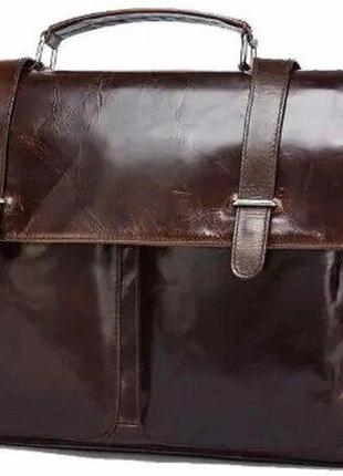 Стильный портфель коричневый винтаж casual кожаный 714866