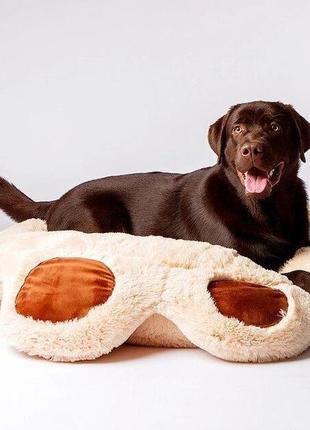 Стильный лежак для собаки коричневый бежевый2 фото
