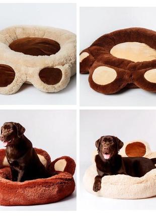Стильный лежак для собаки коричневый бежевый