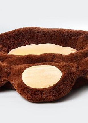 Стильный лежак для собаки коричневый бежевый6 фото