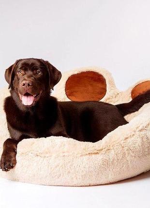 Стильный лежак для собаки коричневый бежевый8 фото