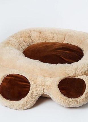 Стильный лежак для собаки коричневый бежевый9 фото