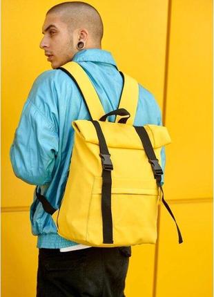 Рюкзак желтый мужской большой раскладной дорожный кожа эко 724211028m