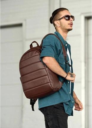 Стильний чоловічий коричневий рюкзак еко шкіра для ноутбука 725088028m6 фото