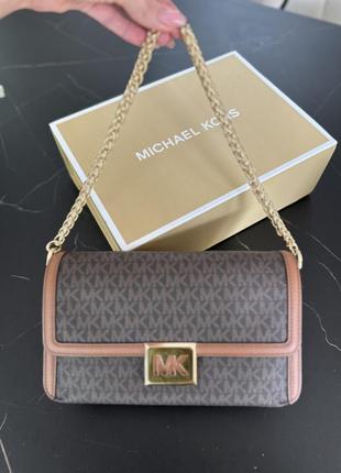 Брендова, жіноча, коричнева сумка через плече michael kors sonia medium logo convertible shoulder bag, сша, оригінал