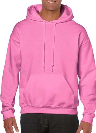 Мужская толстовка худи gildan с начесом heavy blend hoodie с капюшоном на тонком флисе розовый, s