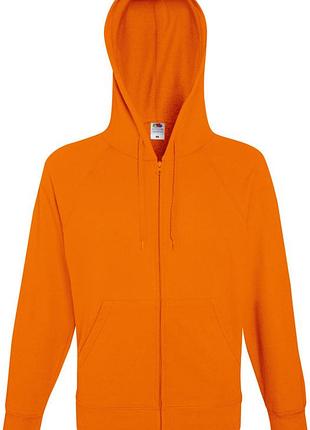 Мужская худи на замке с начесом classic hooded jacket с капюшоном на тонком флисе zip hoodie оранжевый, s