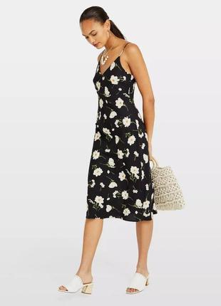 Miss selfridge asos сукня жіноча на бретельках максі довга у квітковий принт довга чорна сукня платя