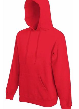 Мужская толстовка худи fruit of the loom classic hooded sweat с капюшоном на тонком флисе красный, s